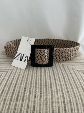 NWT Zara Natural Braided Raffia Belt size 30